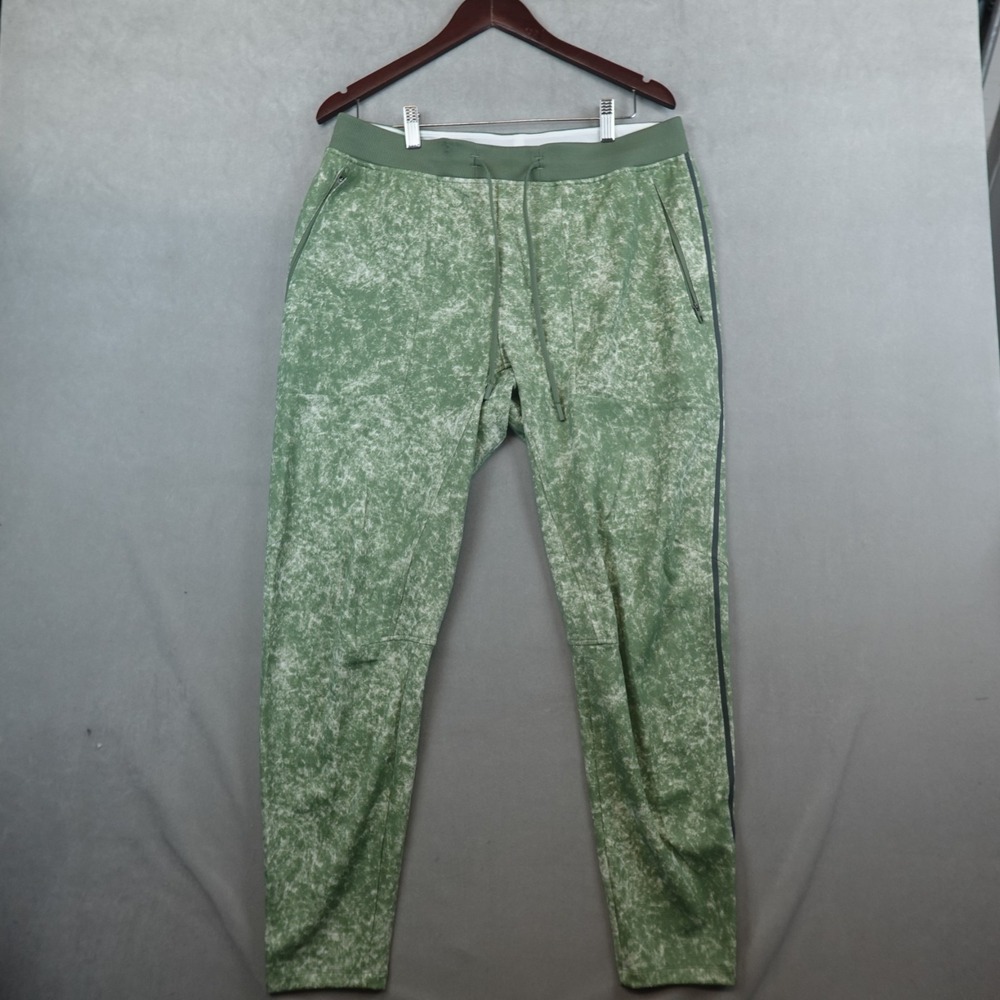 Lululemon Textured Tech Pant Denim Wash Print Green Twill Multi Size XL